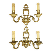 Pair of large wall sconces in Baroque / Rococo / Louis XV style - gilded bronze