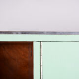 Turquoise Bauhaus three door wardrobe made in 1930s Czechia by Vichr a spol.