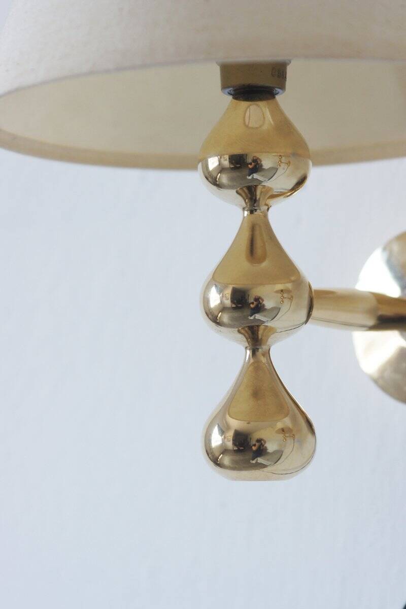 24 carat gold plated teardrop wall lamps by Hugo Asmussen, Denmark, 1970s, set of 2