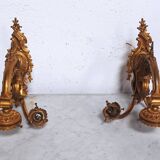 Pair of large Napoleon III bronze wall lights