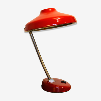 Carmine red saucer/UFO articulated years 50/60 desk lamp