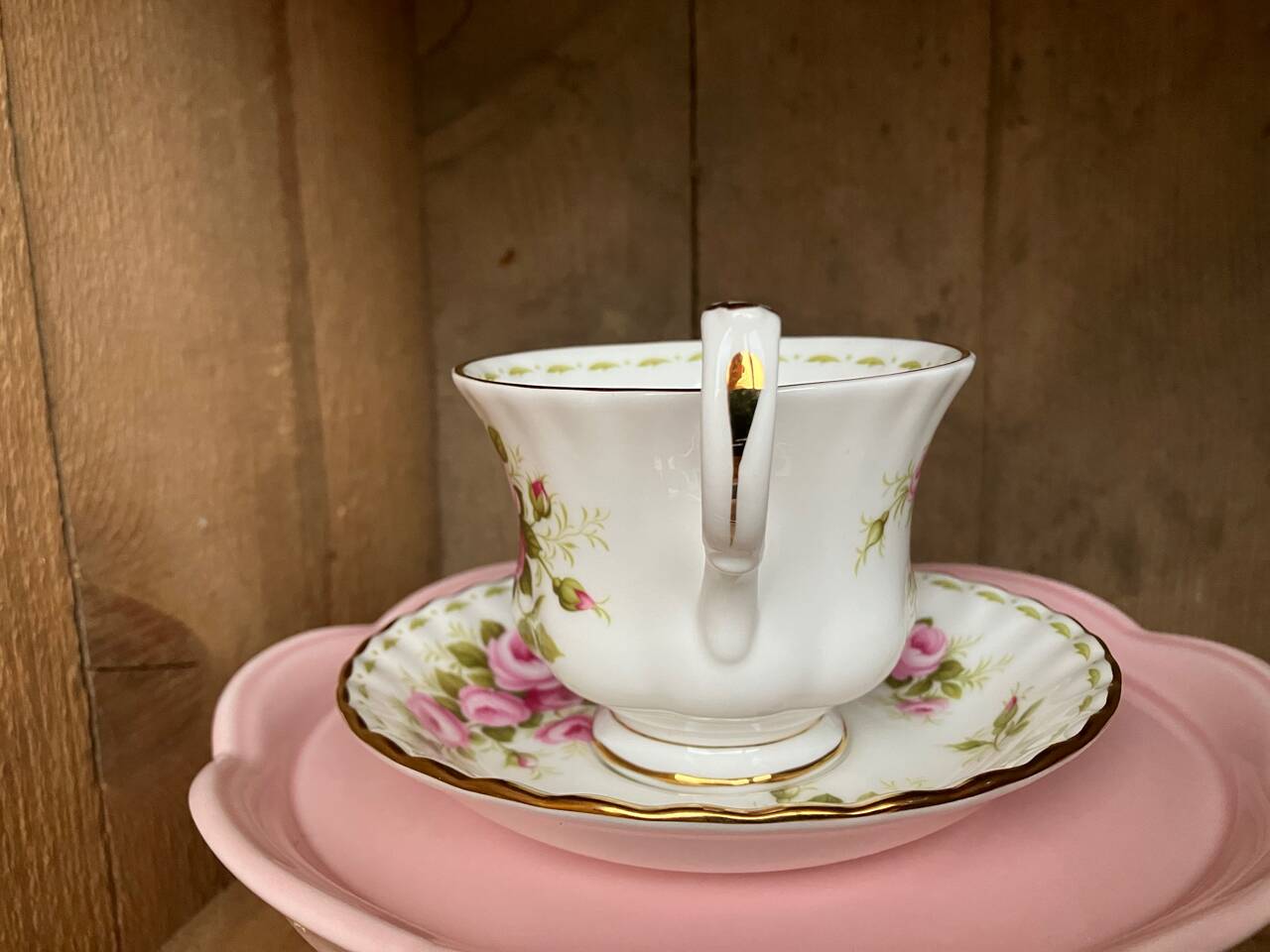 Vintage Royal Albert June porcelain cup and saucer, English manufacture