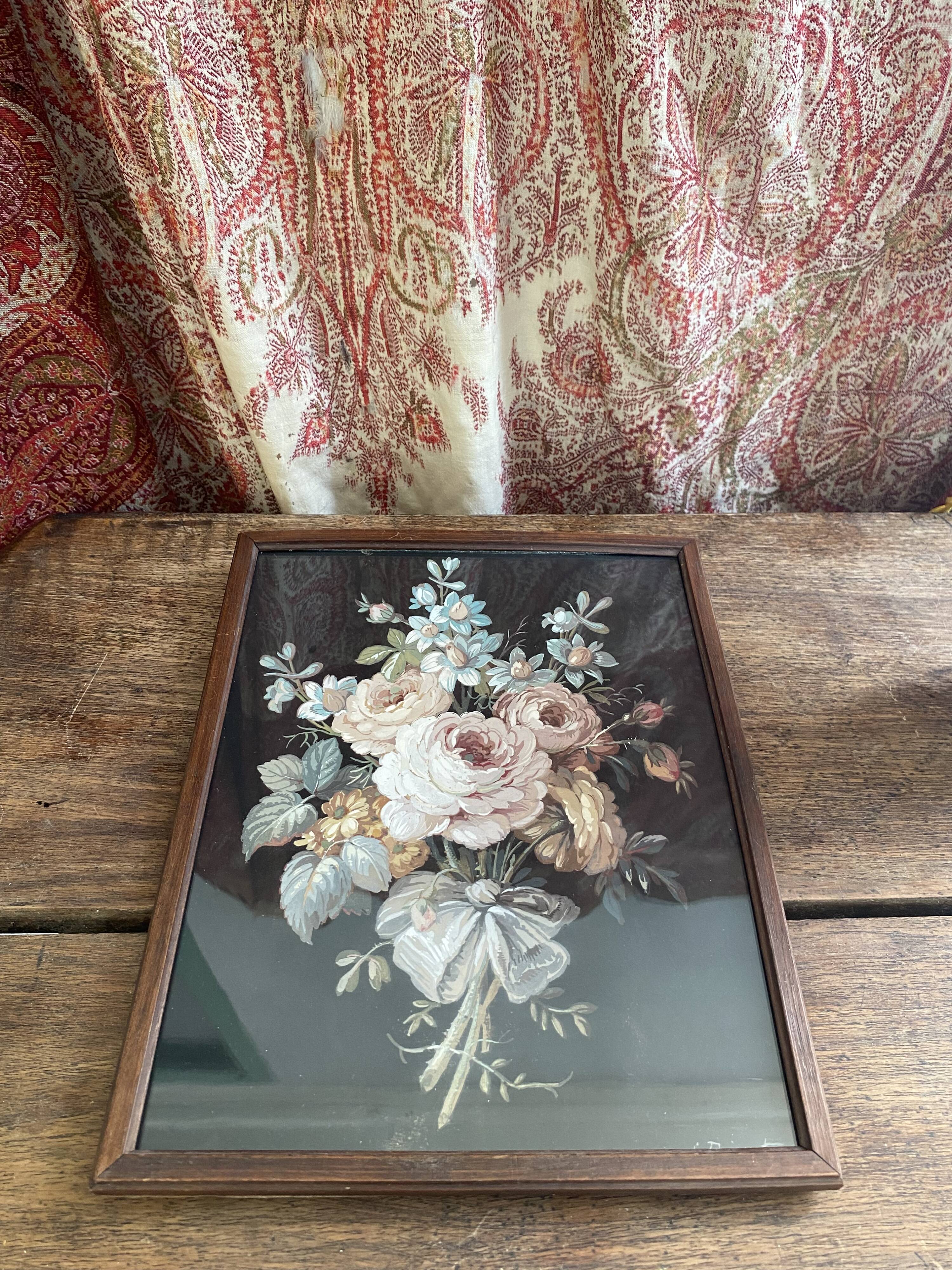 Painting on paper, glazed wooden frame