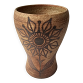 Vase en céramique motif Floral - signé Fonck & Matéo Vallauris