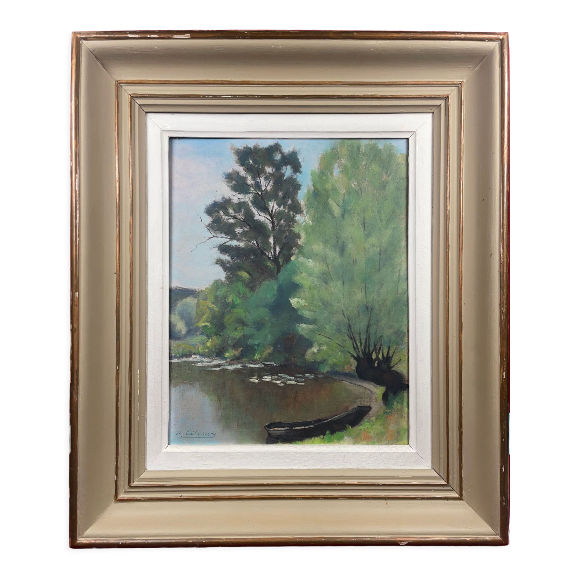 Painting M. Guilmineau Painter Vendée, Deux Sèvres, Green Venice, Coulon ....