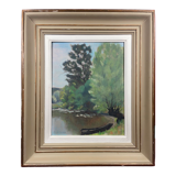 Painting M. Guilmineau Painter Vendée, Deux Sèvres, Green Venice, Coulon ....