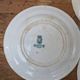 Set of 6 old flat plates, Annam model, opaque porcelain from Gien Terre de Fer