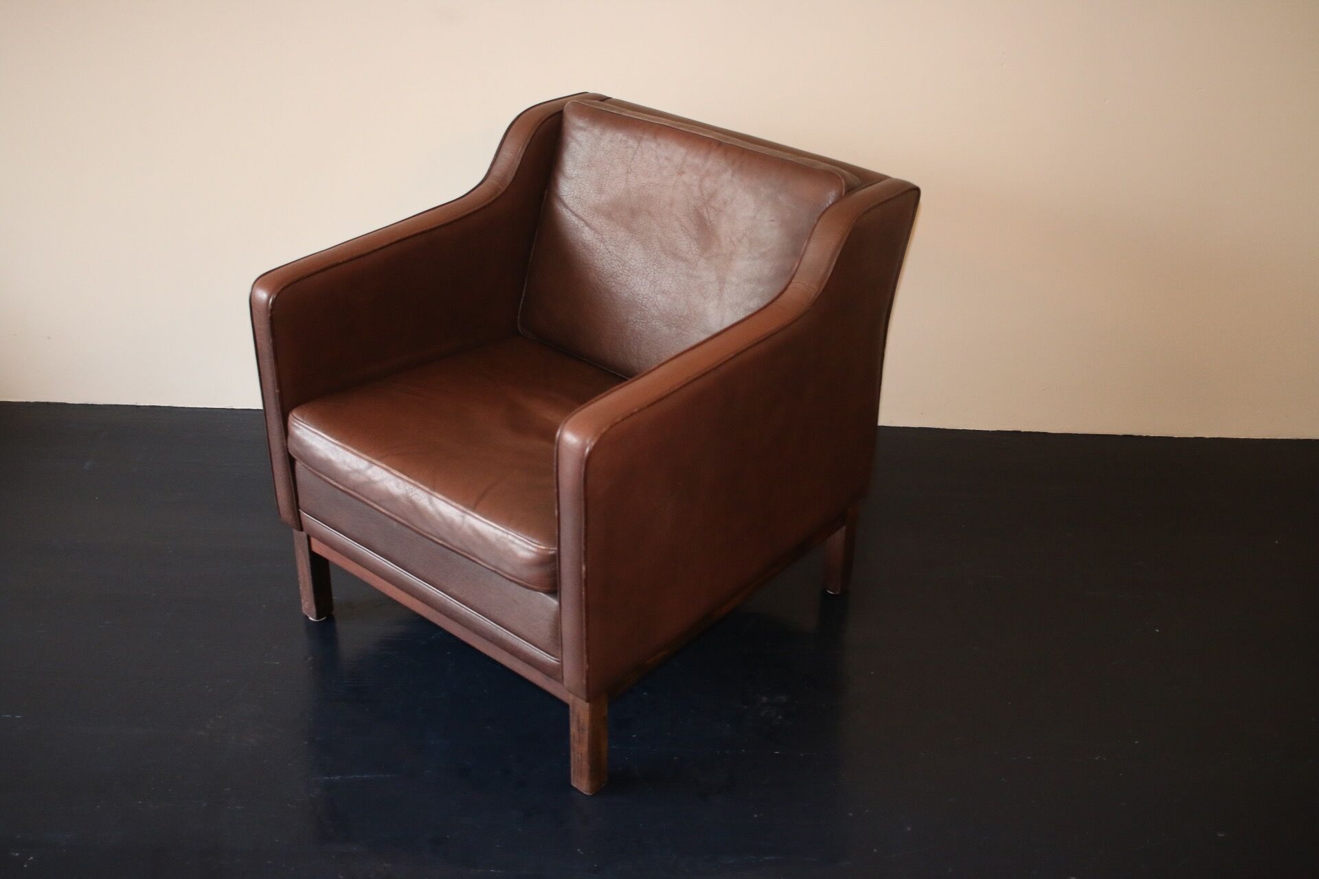 Armchair in natural leather, Denmark, 1960s