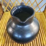Black Enameled Ceramic Pitcher Signed MADOURA