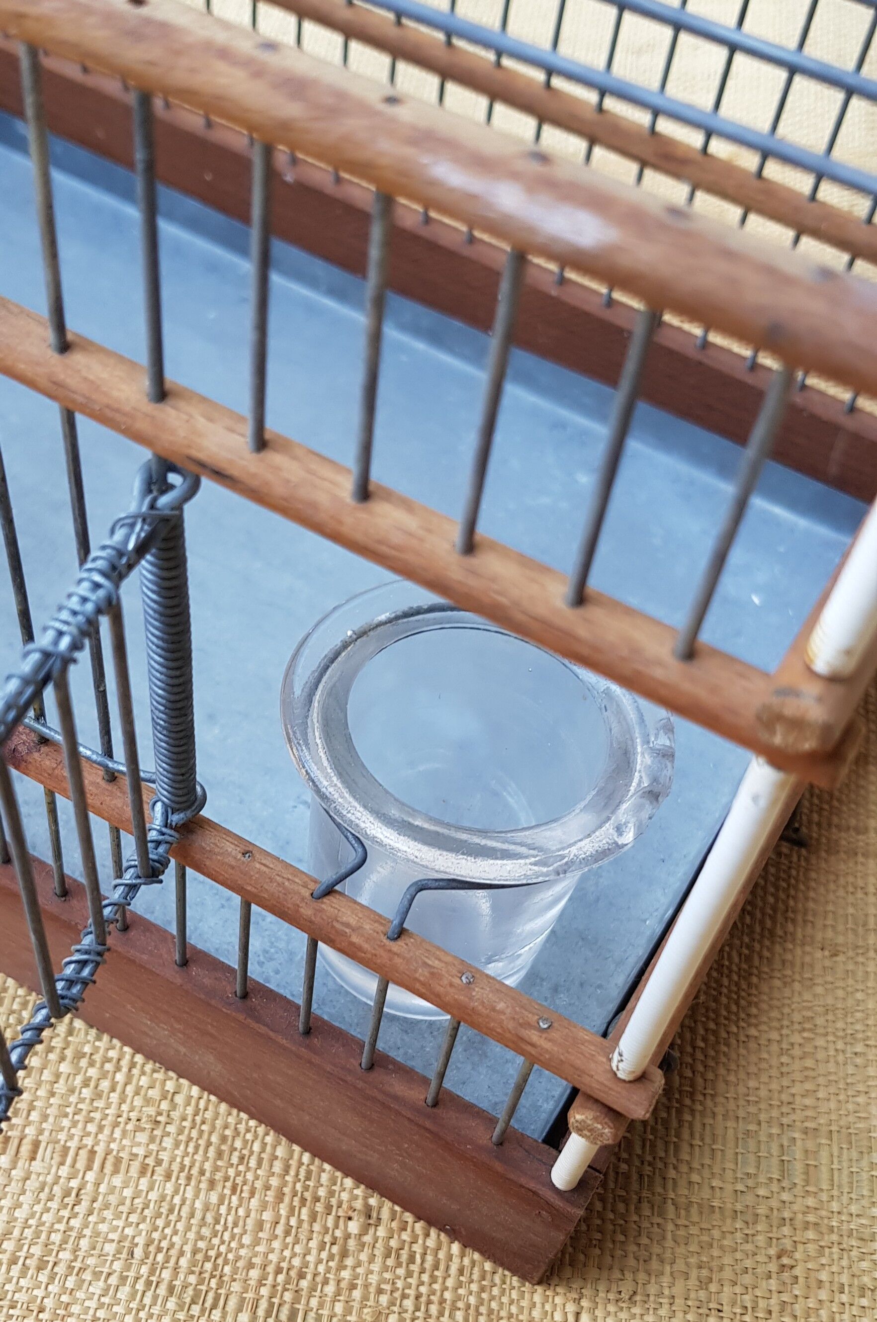 Birdcage with glass trough