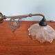 Pair of pendant lights in bronze and scalloped transparent glass