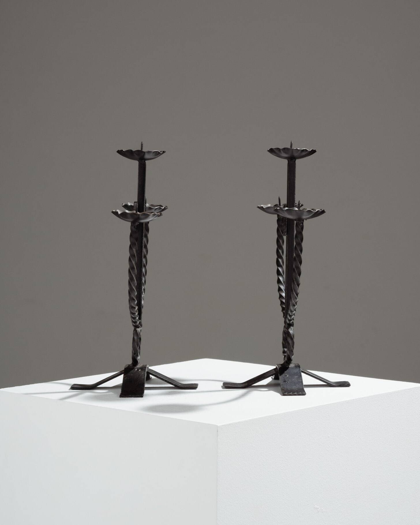 Pair of Brutalist Candlesticks, 1950s