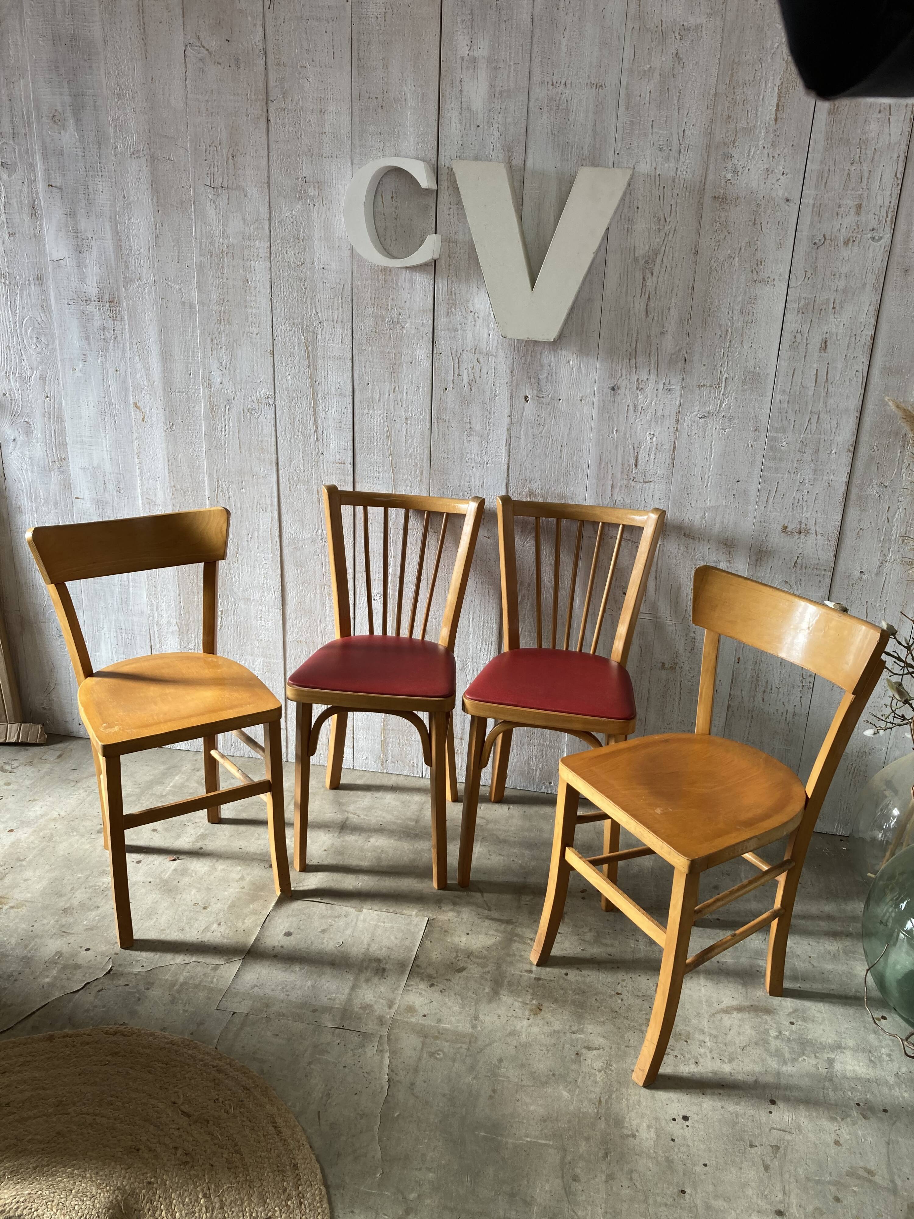 Set of 4 mismatched bistro chairs