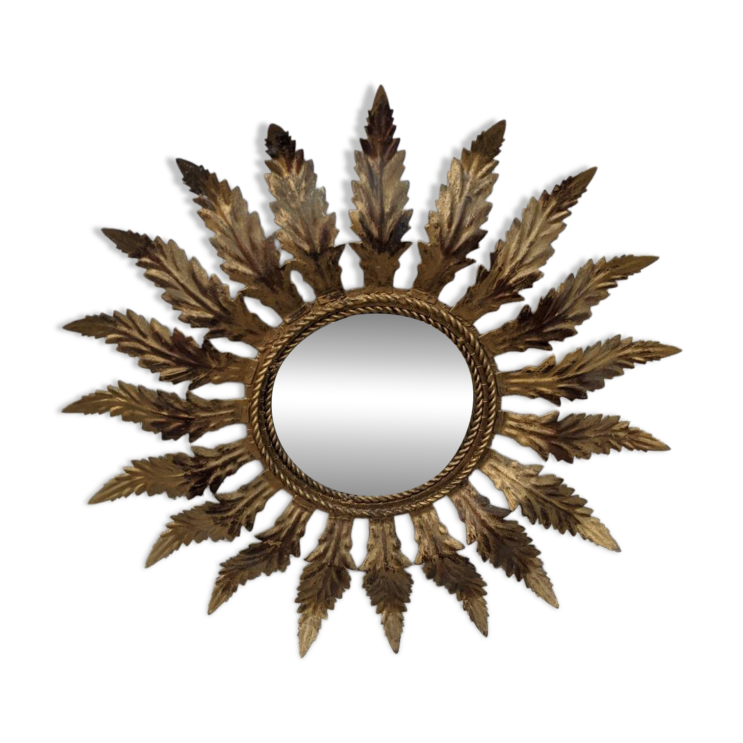 Aged metal sun mirror country decoration