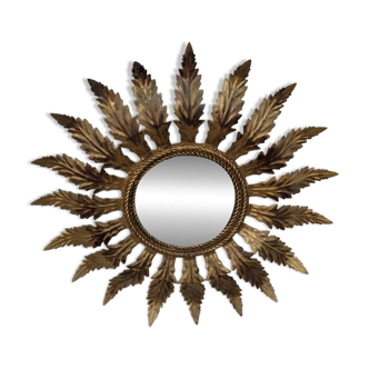 Aged metal sun mirror country decoration