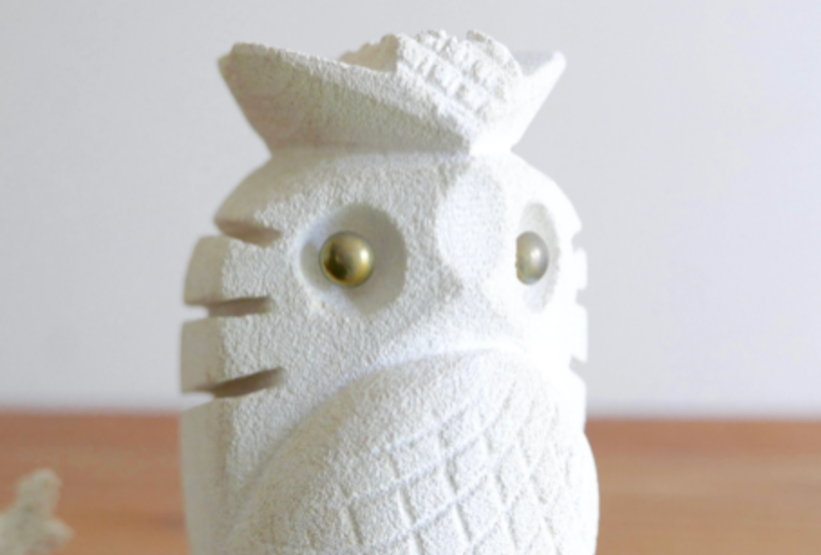 Stone owl, brass eyes, 1960s