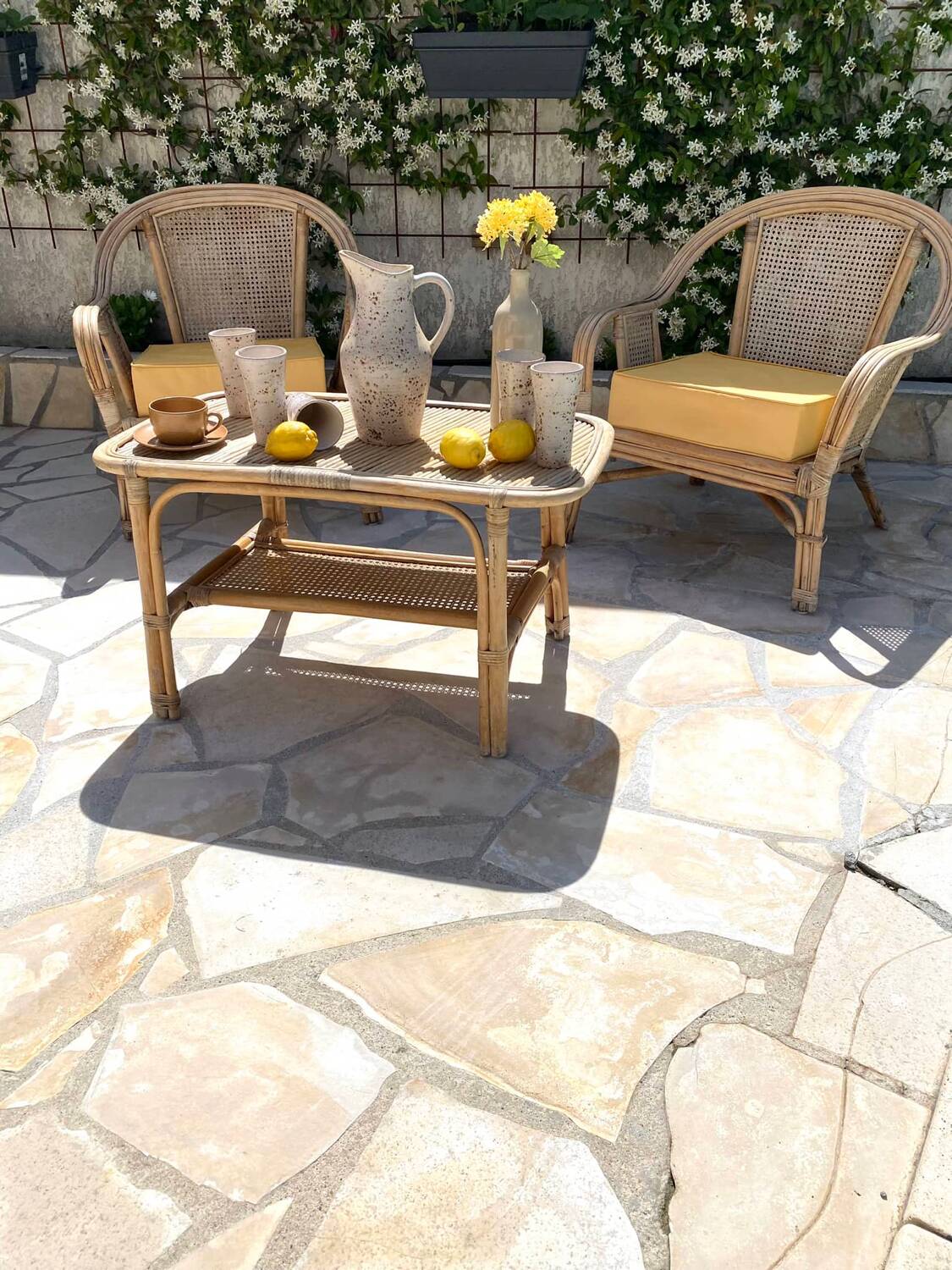 Service à orangeade en grès moucheté signé Farah, Vallauris années 1960-70