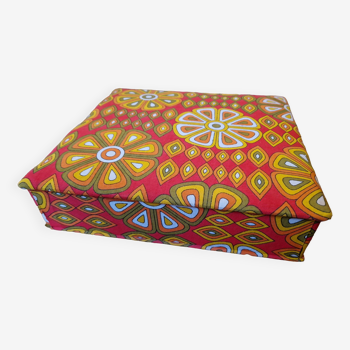 Cardboard and fabric box, padded, vintage 1970