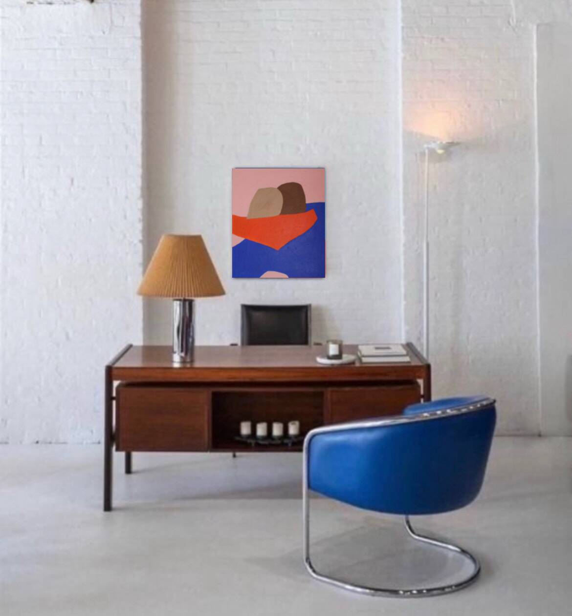 Minimalist figurative painting "In your arms" by Bodasca