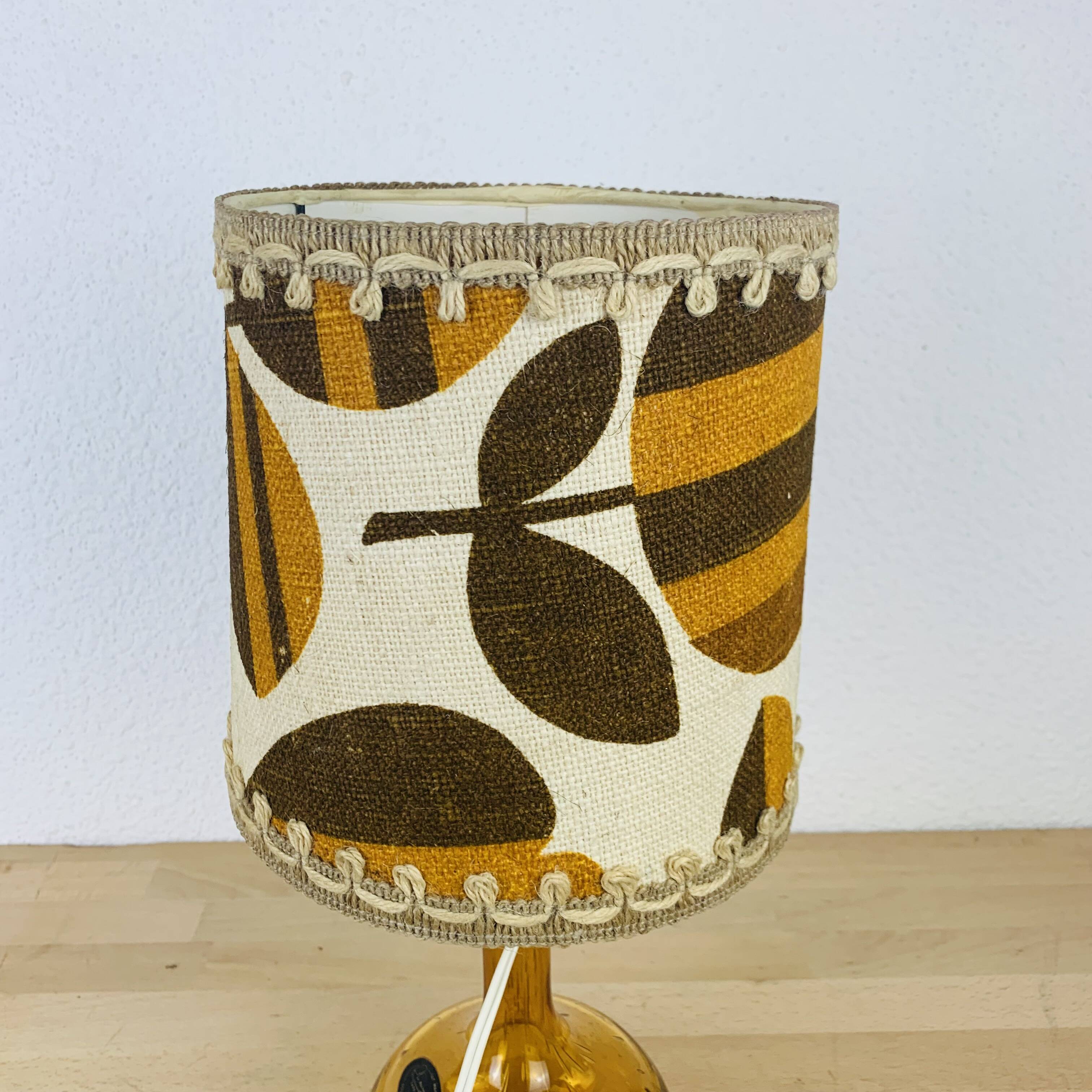 Amber bubble glass bottle lamp from the 70s