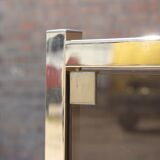 Post-modern low window in brass and smoked glass, 1970s