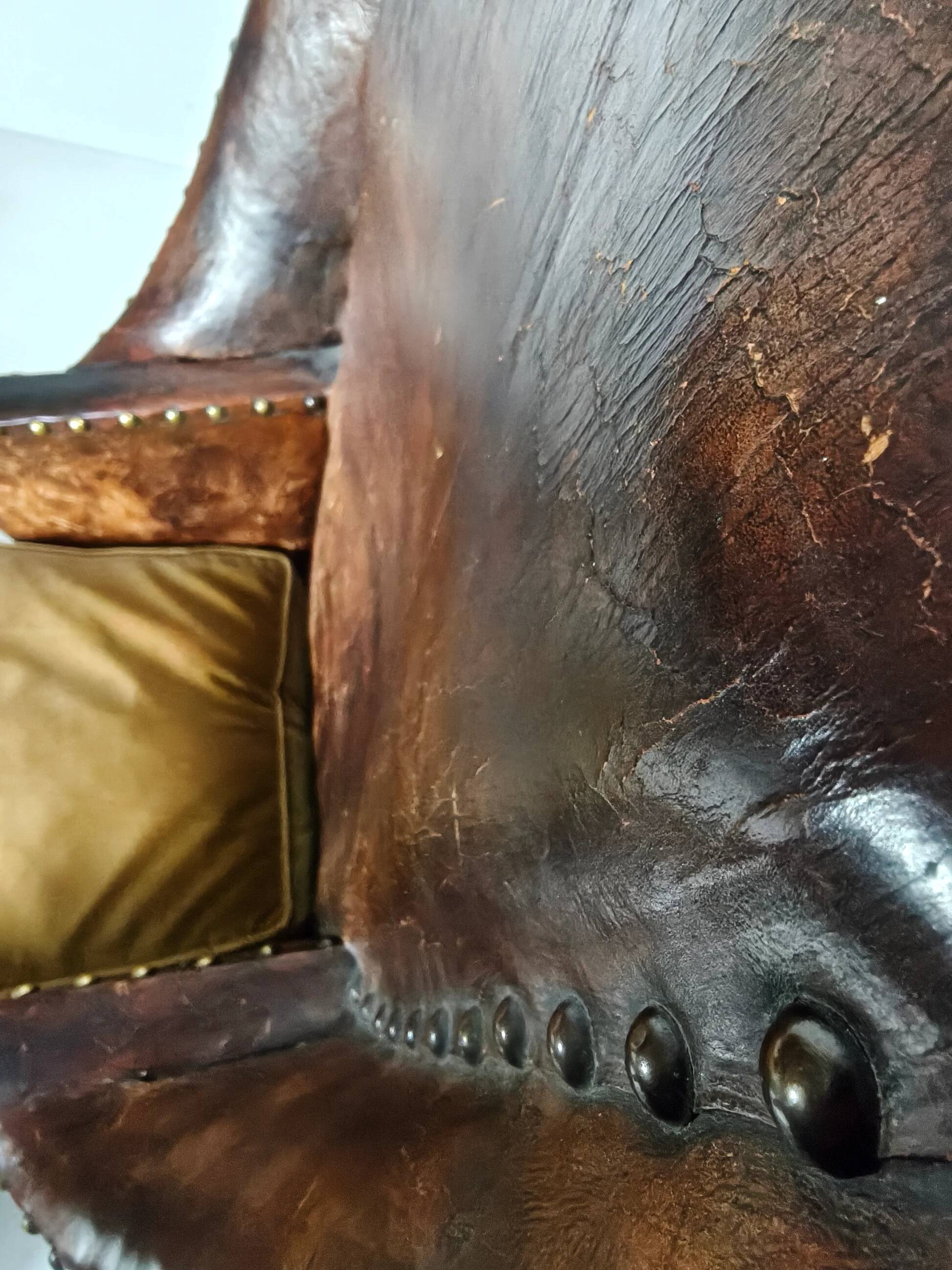 Antique leather armchair, England circa 1800