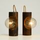 Pair of rare 1960s Temde table and wall lamps made of solid pine