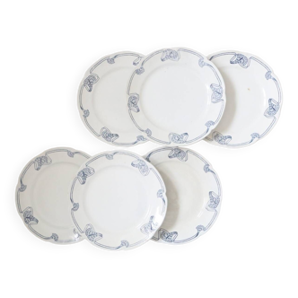 Ensemble de 6 assiettes plates, Onnaing, modèle Algéciras