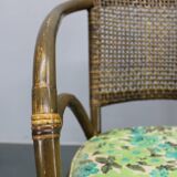 1980s Set of Four Rattan Armchairs with Fabric Pillows