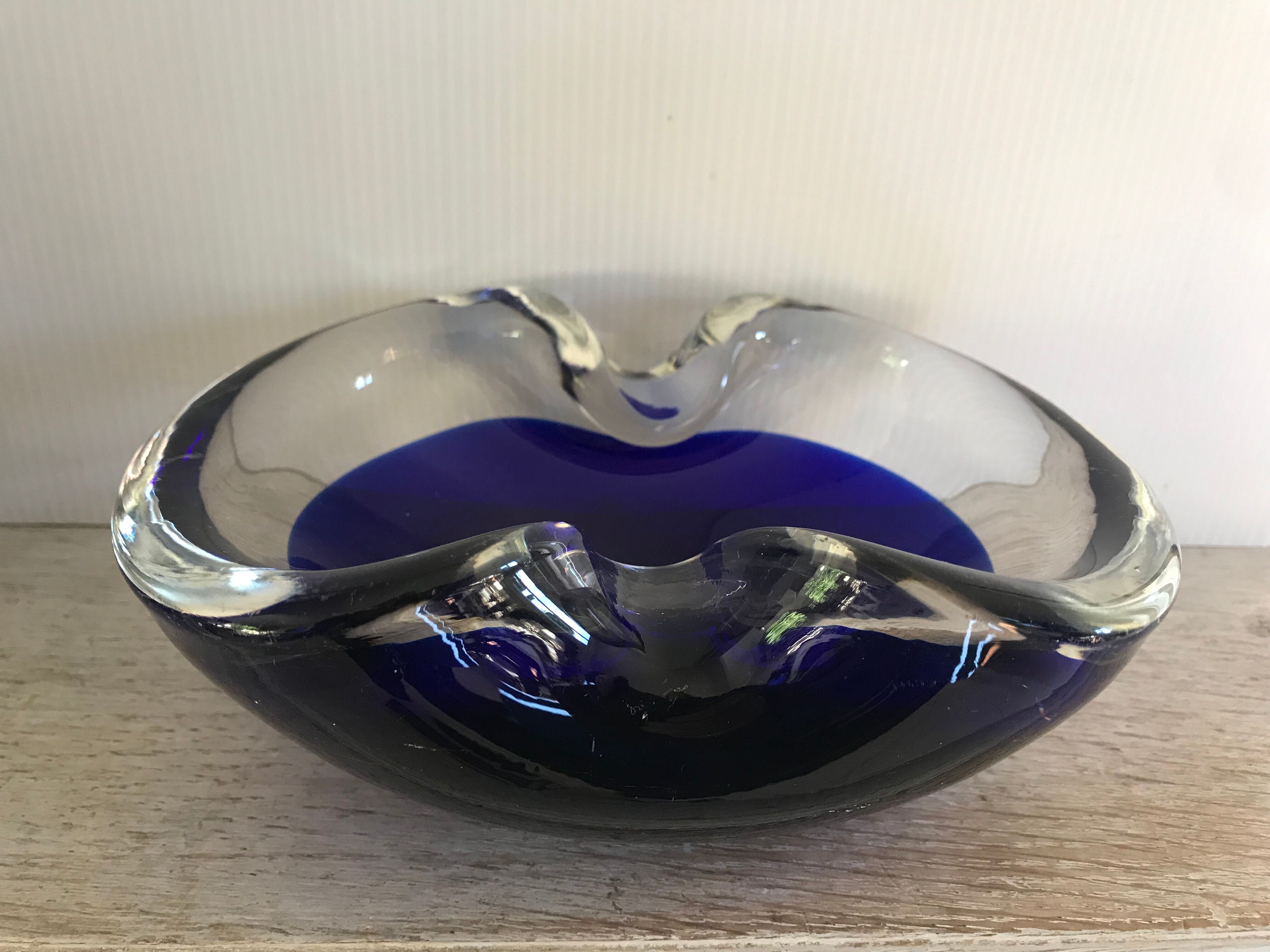 Sommerso ashtray in Murano glass circa 1960