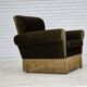 1970s, Danish lounge chair, low, furniture velour, ash wood legs.