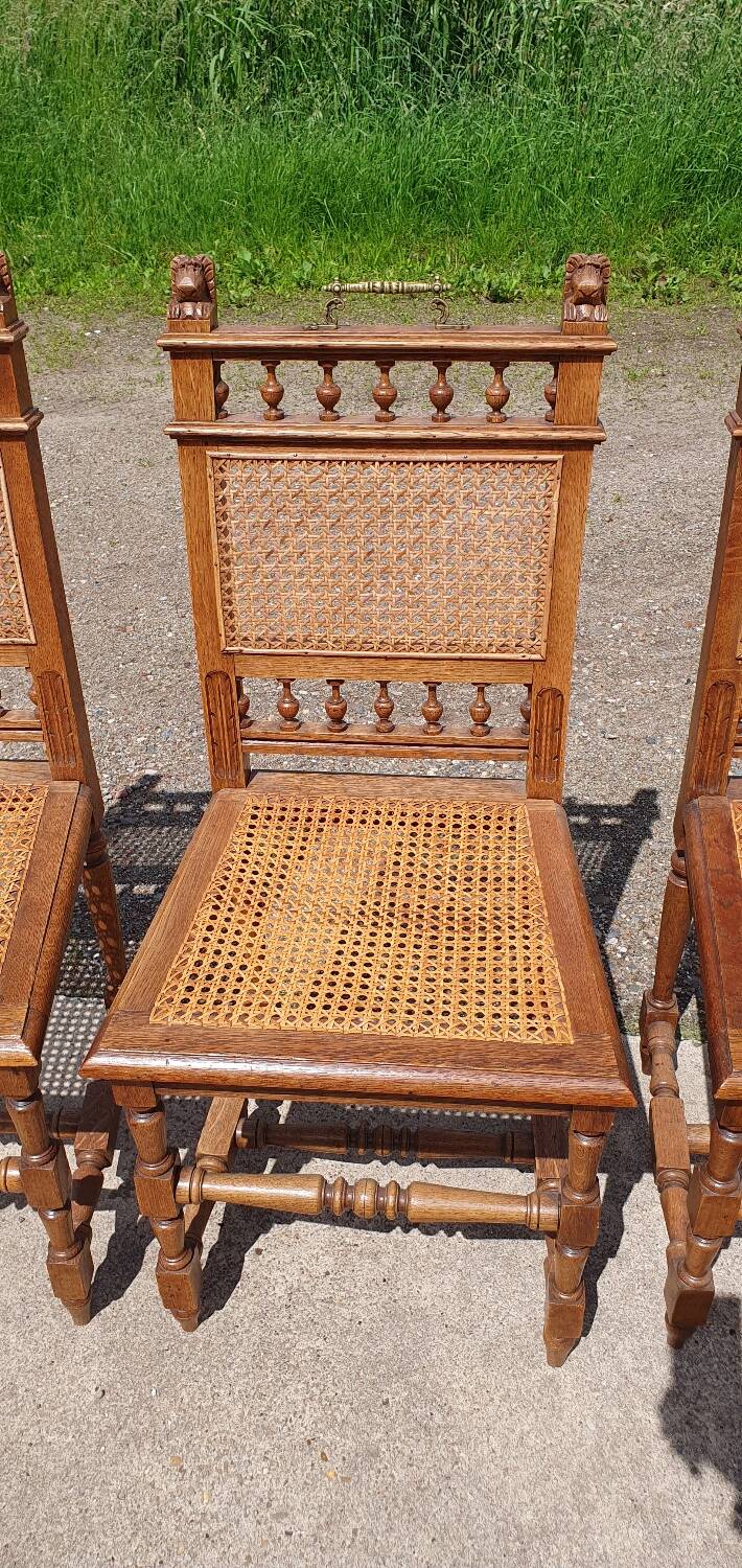 Antique set 6 - cane chair oak