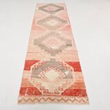 3x10 Faded Colors Vintage Carpet, Vintage Wool Runner Rug, 85x300