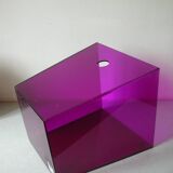 Office trash bin in eggplant purple plexiglass 30 cm