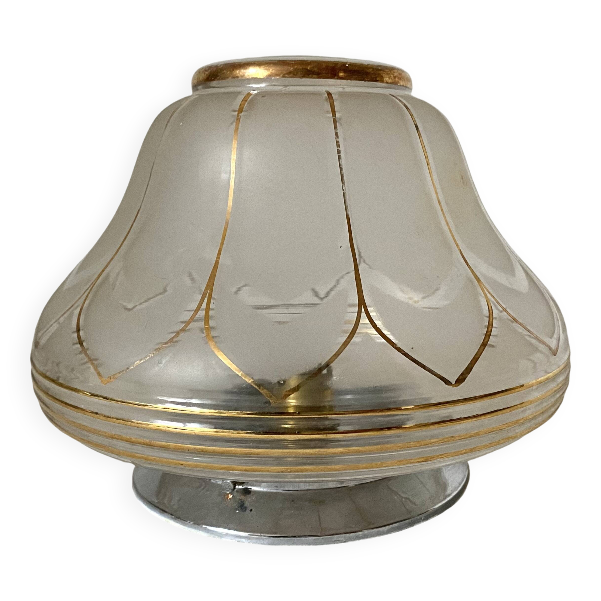 Art Deco ceiling light in frosted glass and gilding