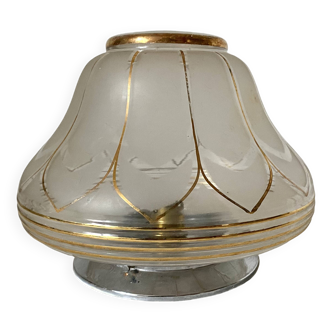 Art Deco ceiling light in frosted glass and gilding