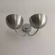 Pair of vintage double wall lights, brushed aluminum and chrome, France 1970