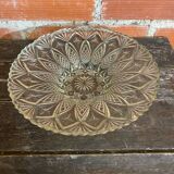 Coupe À Fruits Plat Ancien Verre Moulé & Taillé Vintage