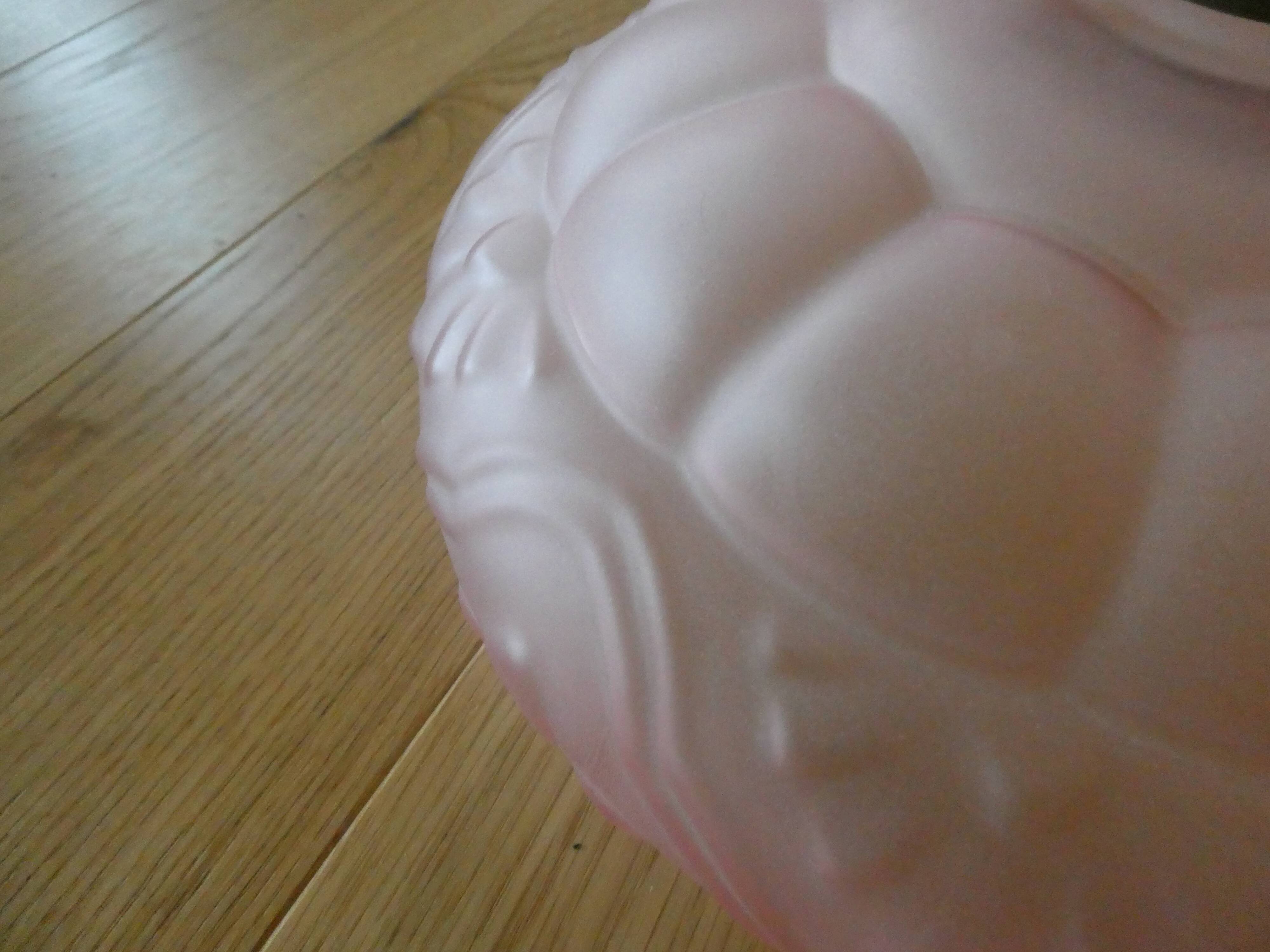 Art Deco pendant lamp in pink frosted glass