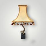 Vintage Fish Side Lamp - Grey Marble Base and Brass Fish