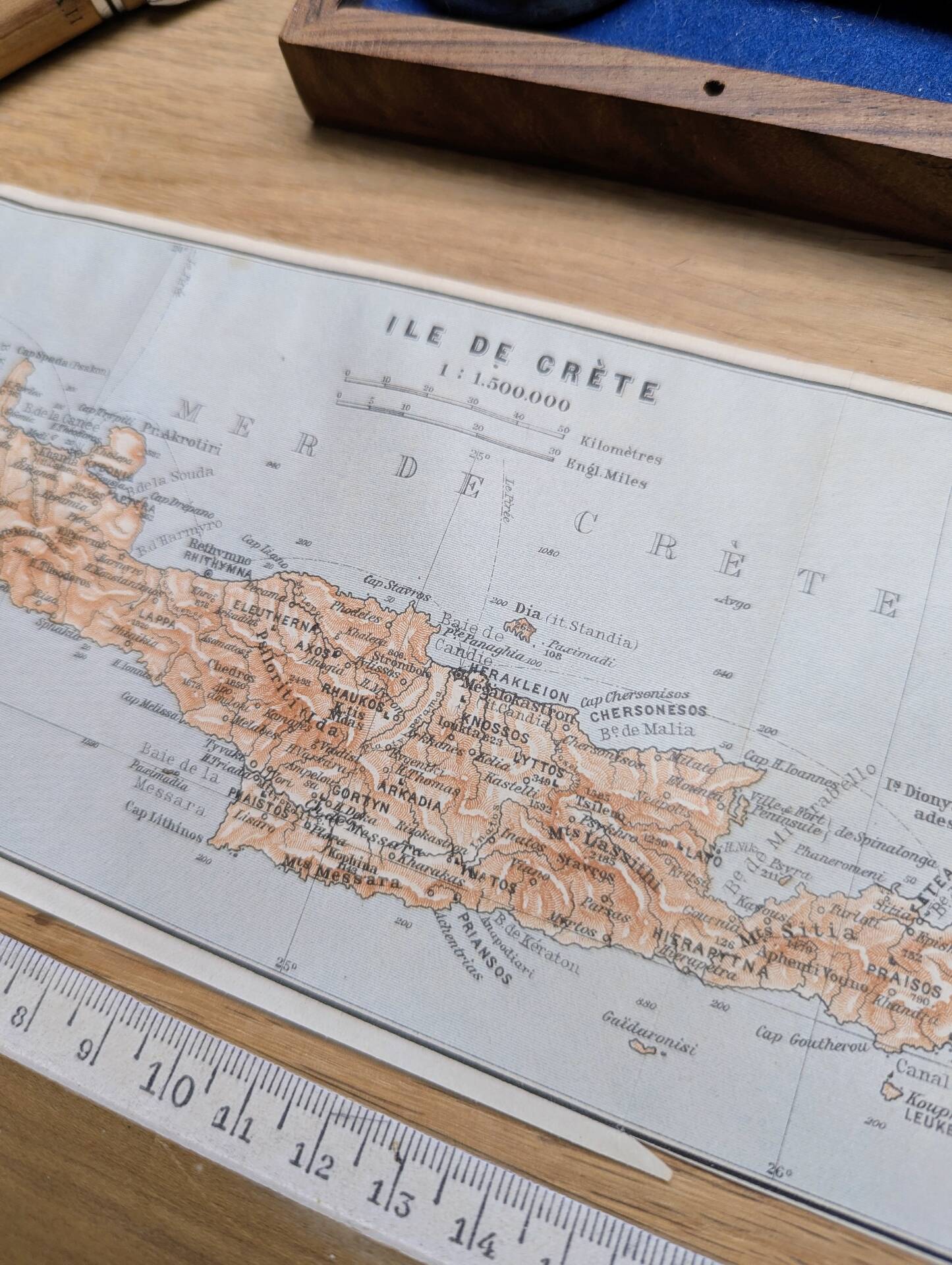 La Crète, Grèce, petit plan original imprimée en 1910.