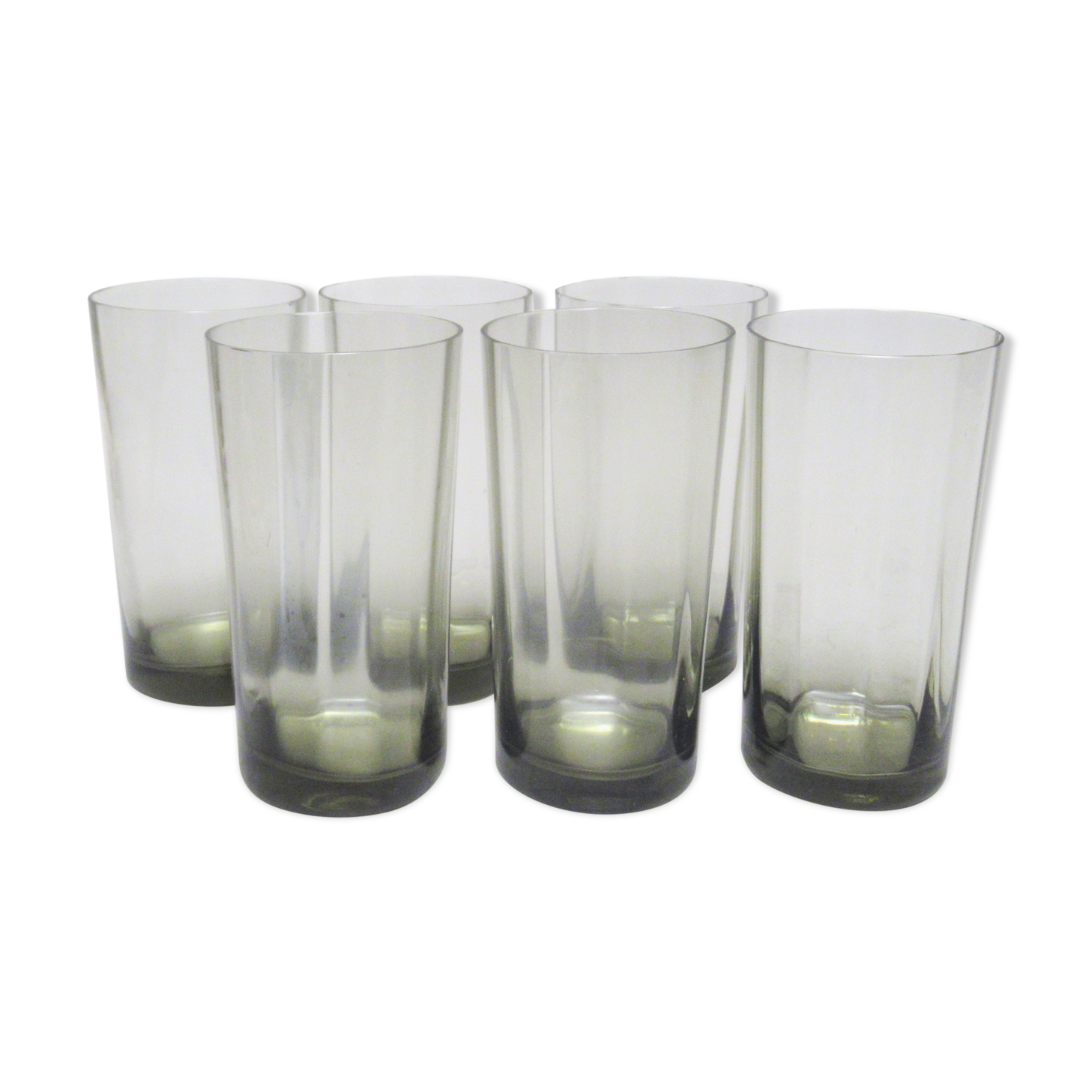Set of 6 glasses in smoked glass 70s