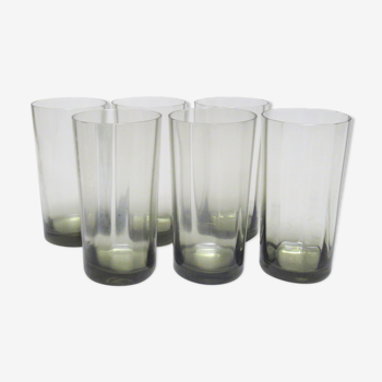 Lot de 6 verres en verre fumé années 70