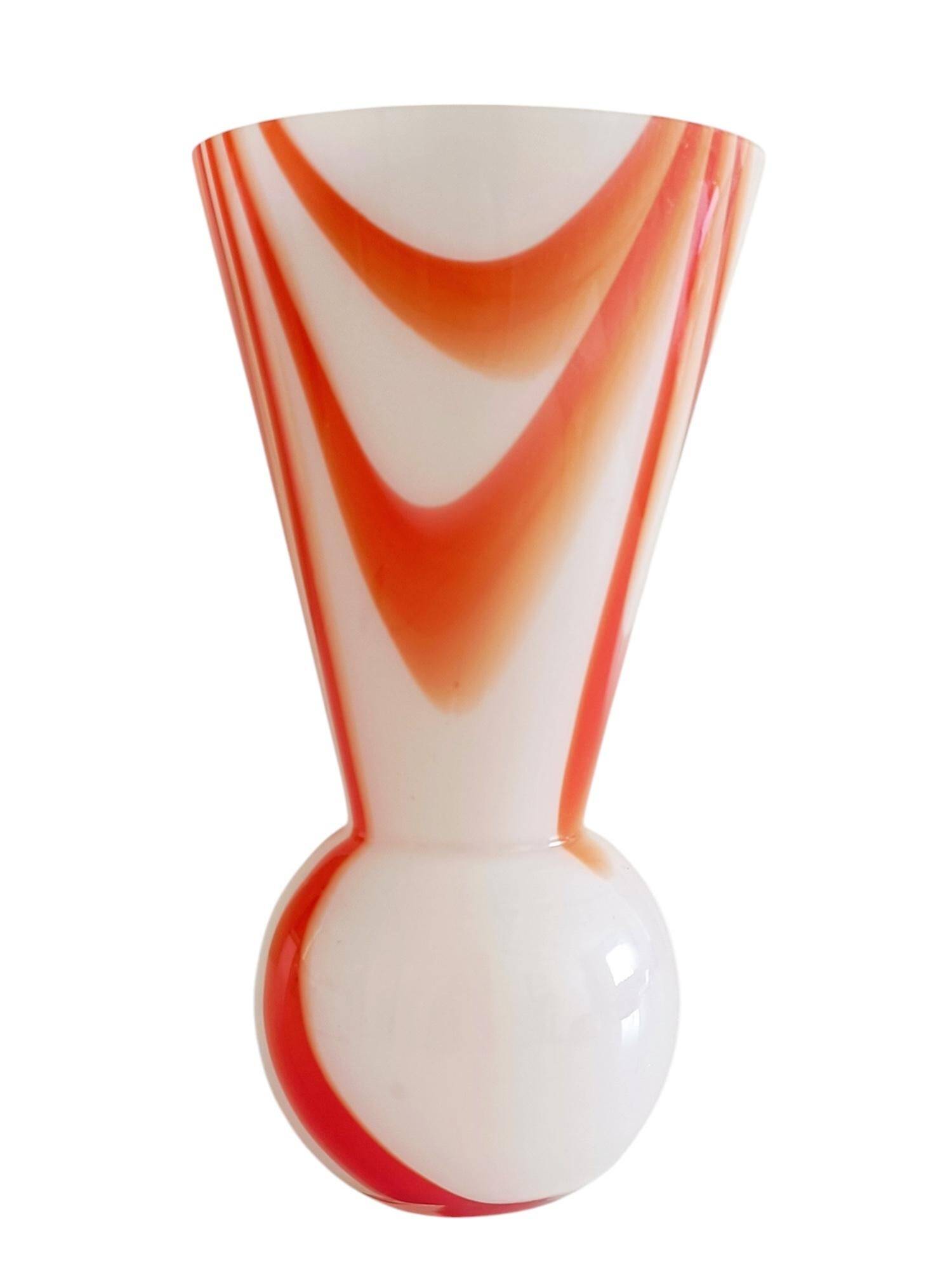 Carlo Moretti Murano Glass Vase, Marbled Decor, Italy, 1960s