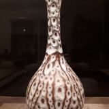 Vase à long col des années 20-40 grès émaillé signature d'artiste Tf