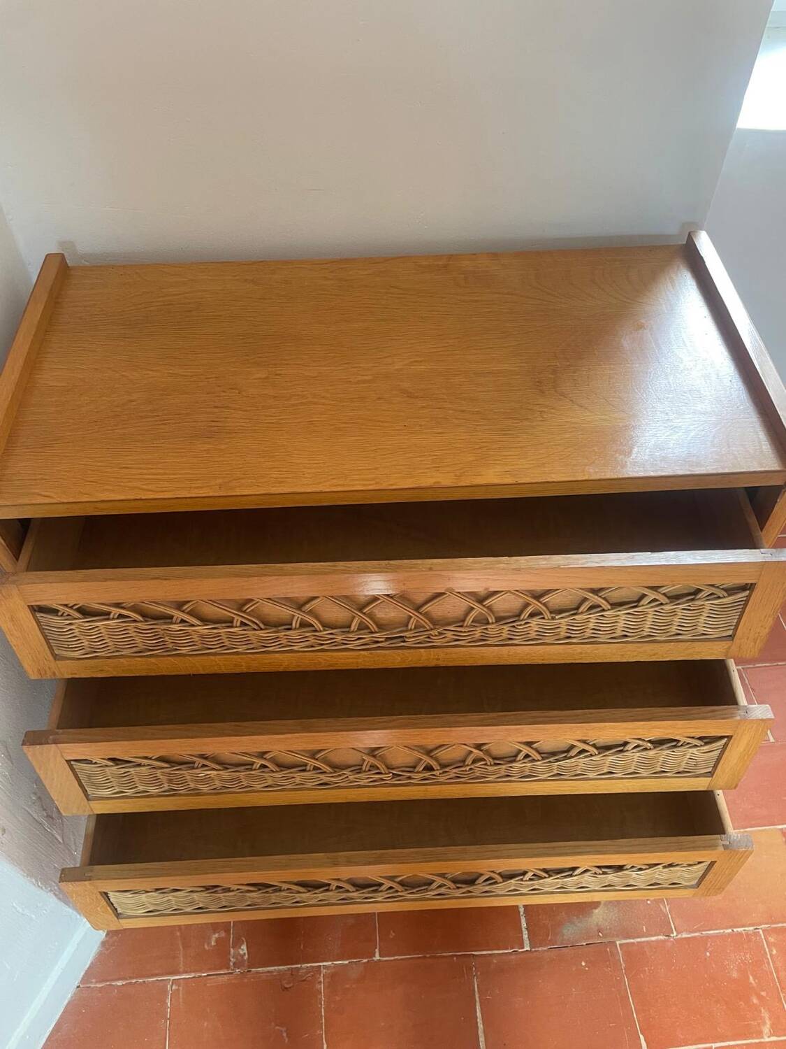 Vintage chest of drawers with compass feet