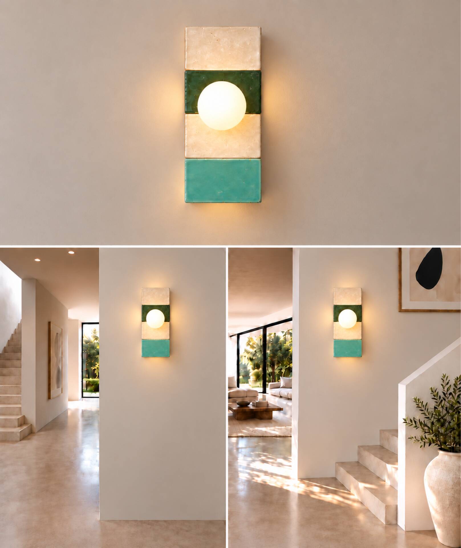 Ceramic zellige wall lamp