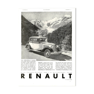 Affiche vintage années 30 Renault Automobiles