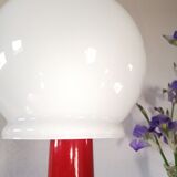 Mushroom lamp in lacquered steel and opaline, bubble gum, space age, 1970