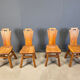 Vintage oak brutalist chairs, 1970s set of 4